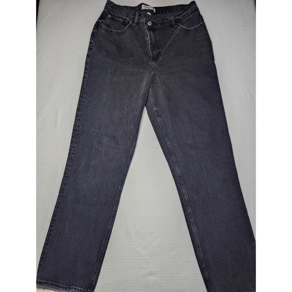 Abercrombie Women 90s Straight Ultra High Rise Jeans 31/12 Black Curve Love